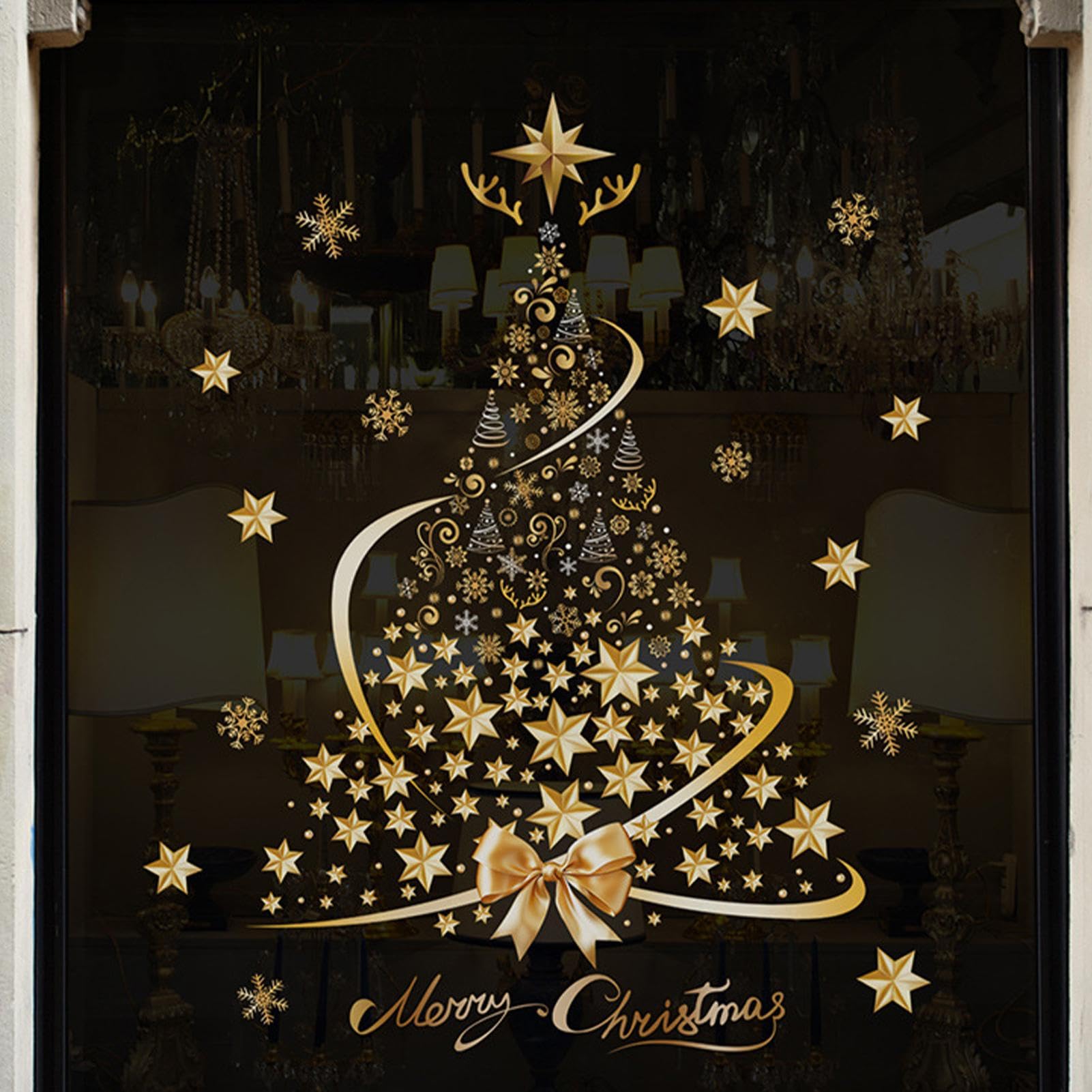 Amazon.co.jp: ゴールデンクリスマスツリーウィンドウクリング - PVC